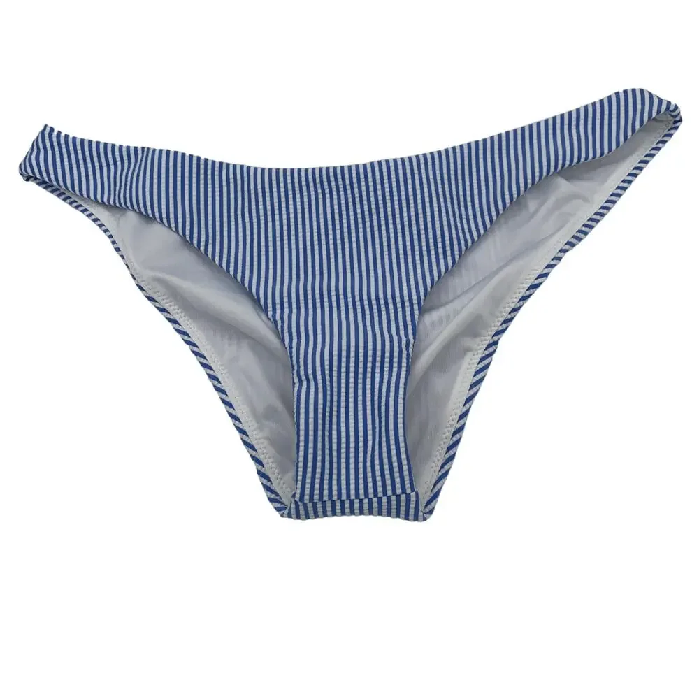 New J. Crew Seersucker Striped Hipster Bikini Swim Bathing Suit Bottom Medium